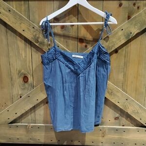 Anthropologie Blue Tie Front Smocked Camisole